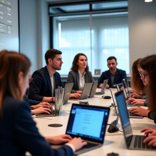 A hands-on workshop focused on digital skills with attendees using their laptops.